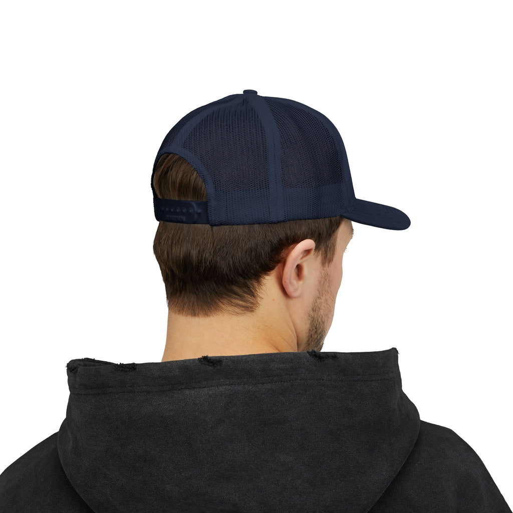 Raritee Crown Logo Trucker Cap — White Snapback Mesh Hat