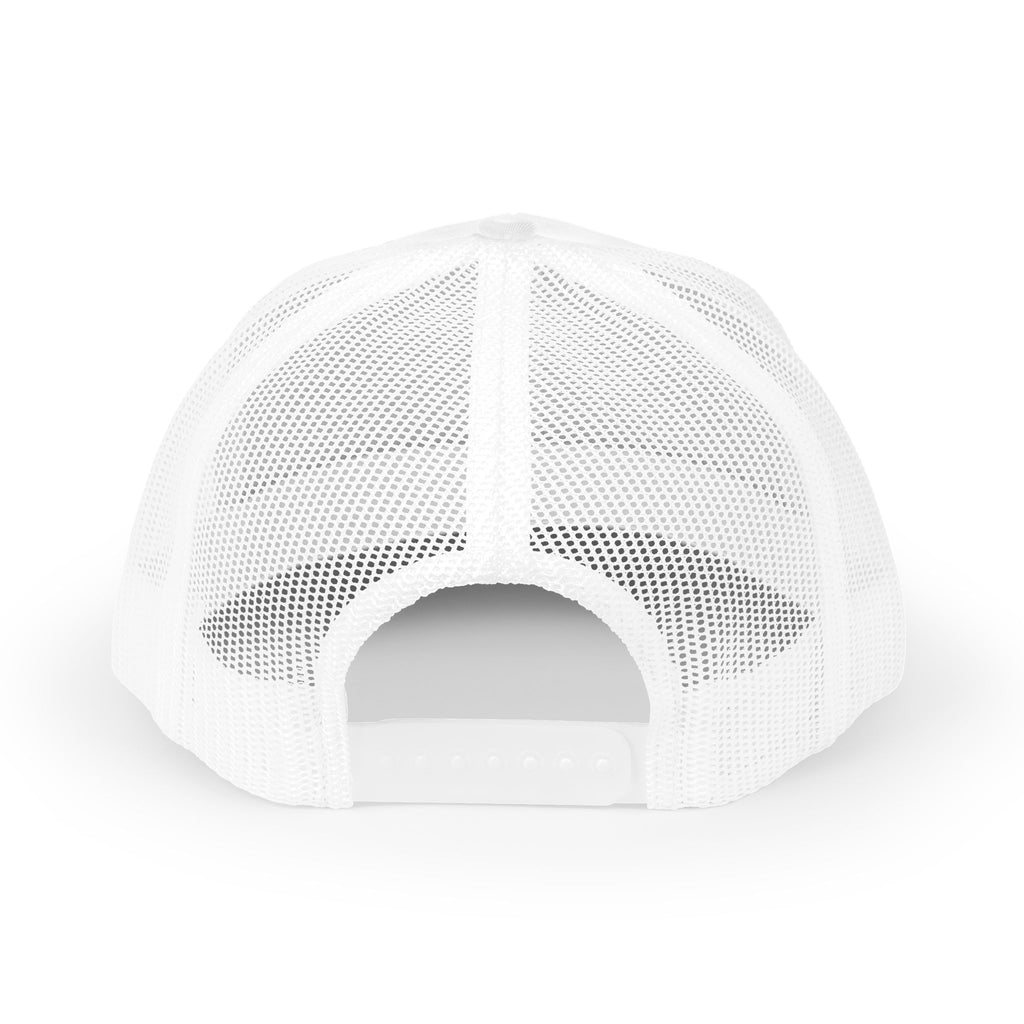 Raritee Crown Logo Trucker Cap — White Snapback Mesh Hat