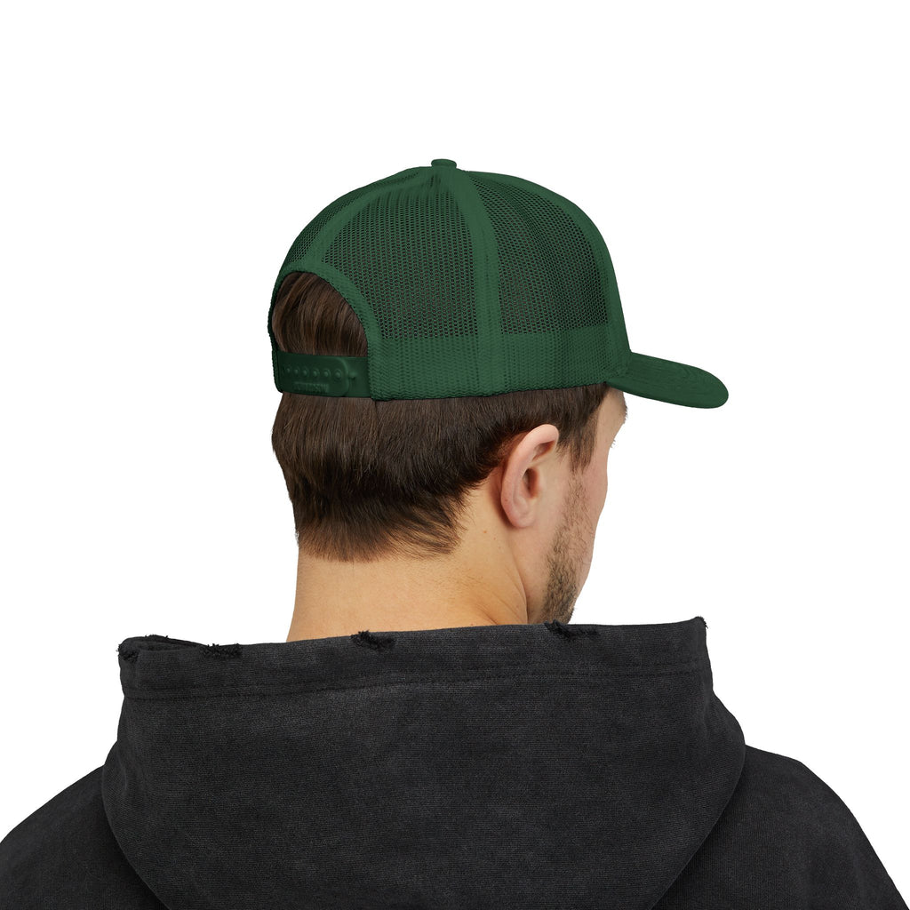 Raritee Crown Logo Trucker Cap — White Snapback Mesh Hat
