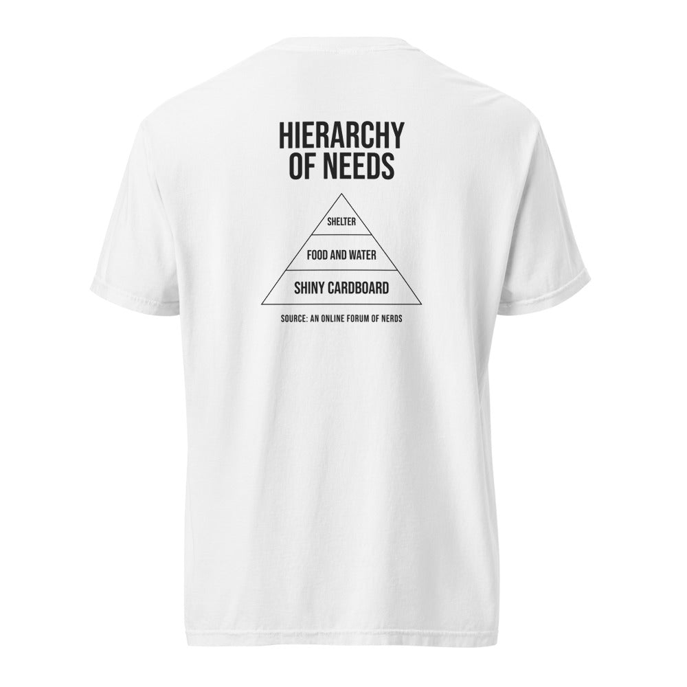 Hierarchy tee — white back (Printful mockup)