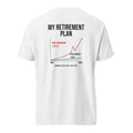 Retirement tee — white back (Printful mockup)